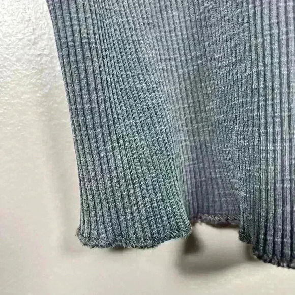 ZARA Vintage Black Wash Ribbed Long Sleeve Crop Top Boxy Basic Women Small - Picture 7 of 8